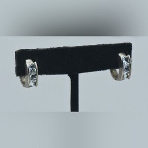 Vintage Aquamarine Sterling Silver Hinged Hoop Earrings